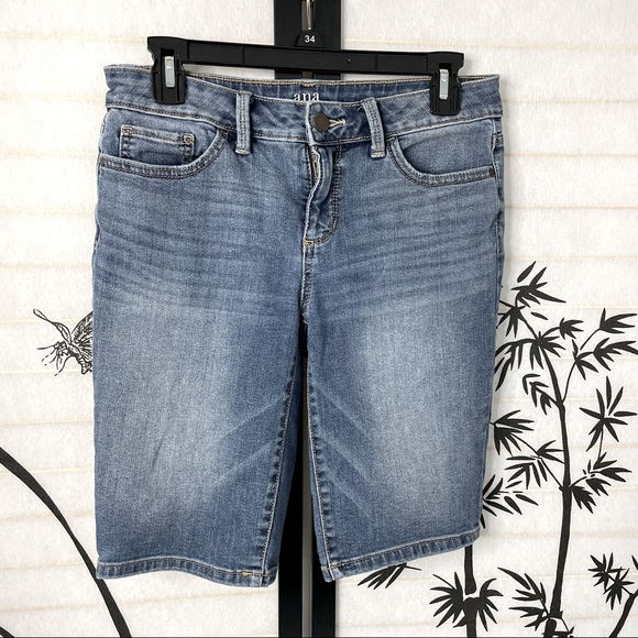 A.n.a. Ana Womens Denim Capri Pants Sz 4 Distressed Medium wash - Picture 1 of 5